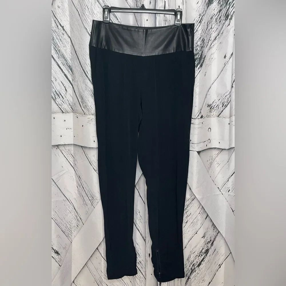 Fade To Blue Black Pants w/Faux Leather Waistband Zipper Ankle 28 (Size 6)
